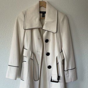 INC Woman's Cream/White Wool Blend Coat
